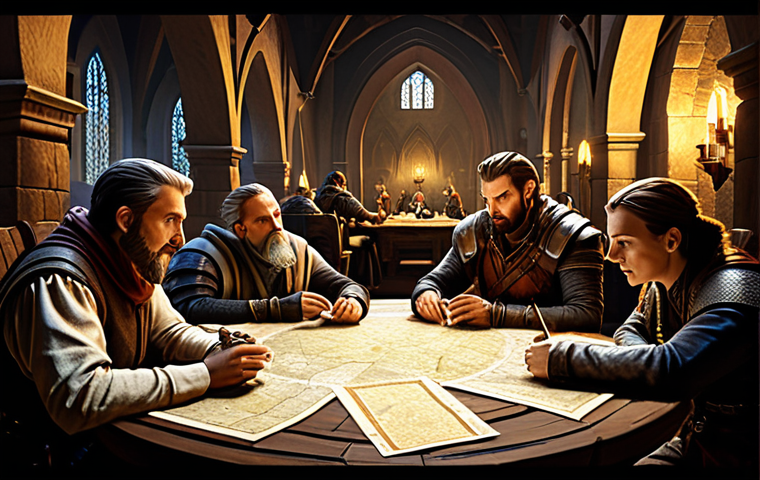 A Thriving Guild Meeting**

"A diverse group of fully clothed players gathered around a table in a warmly lit guild hall. They are reviewing maps and strategies, discussing an upcoming dungeon raid. Modest attire, professional setting, safe for work, appropriate content, perfect anatomy, natural proportions, high quality rendering, family-friendly."

**