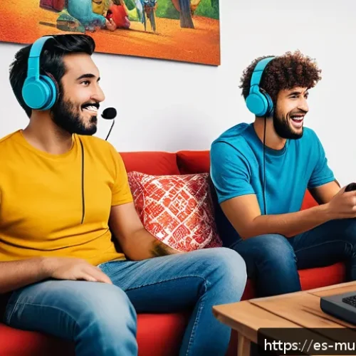 뮤 모나크 친구 추가 방법 - A vibrant, detailed scene of a diverse group of Spanish-speaking gamers in a cozy, modern living roo...